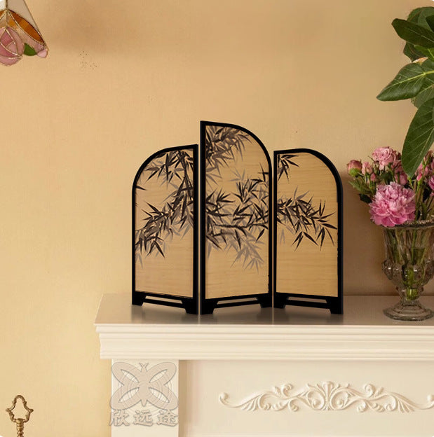New Chinese screen table ornament "Ink Bamboo" medieval style entrance home ornament tea table table decoration painting