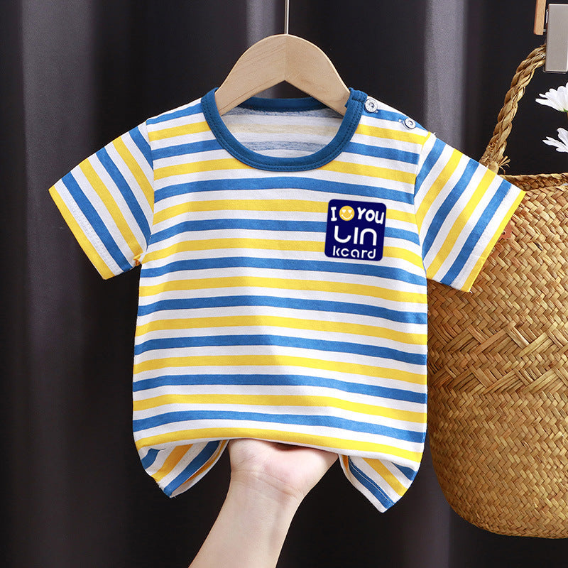 Class A Cotton Kids Short Sleeve T-Shirt Girls Baby Summer Solid Color Cotton Printed Short Sleeve 100 Kids Class A T-Shirt
