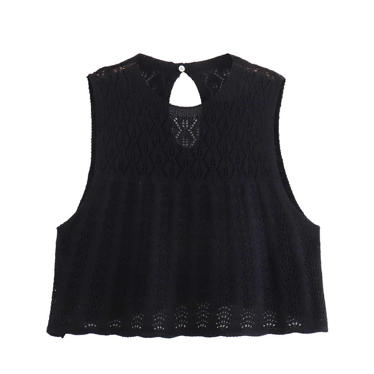 2024 European and American fashion casual knitted vest cut-out top + knitted high-waisted skirt 8LS2645