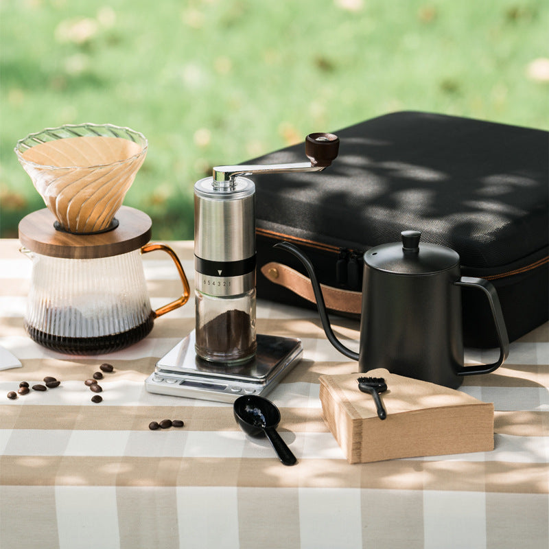 Portable Outdoor Travel Camping Hand Pour Coffee Set Gift Box Grinder Hand Pour Pot Sharing Pot Electronic Scale