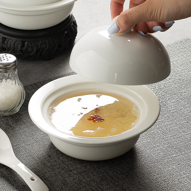 Ceramic stewed cup, bird's nest stew cup, home steamed egg bowl, Chinese soup cup, hotel restaurant, Shaxian pure white commercial cup