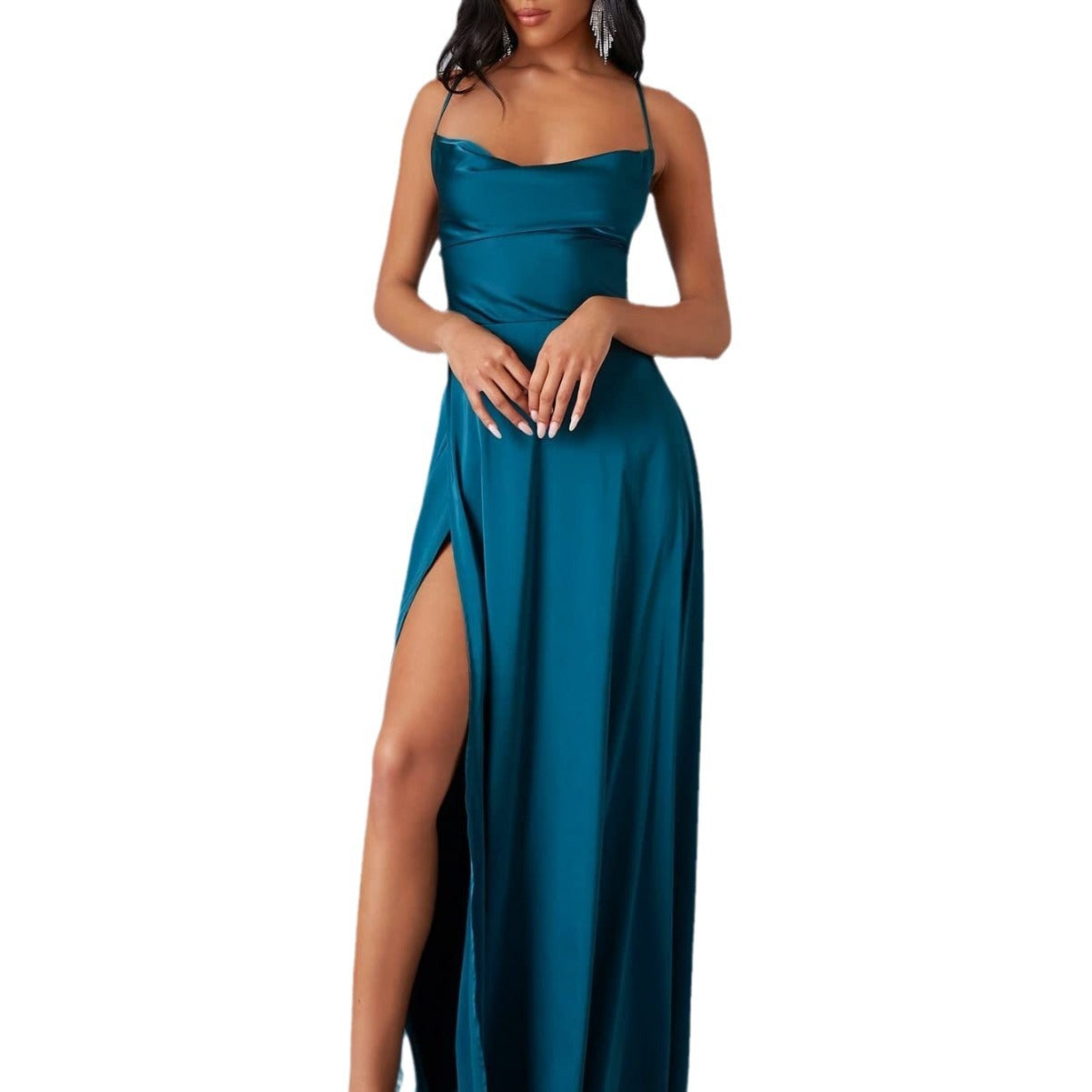 2024 new European and American foreign trade women's clothing sexy slim slim backless Amazon suspender waist dress long skirt
