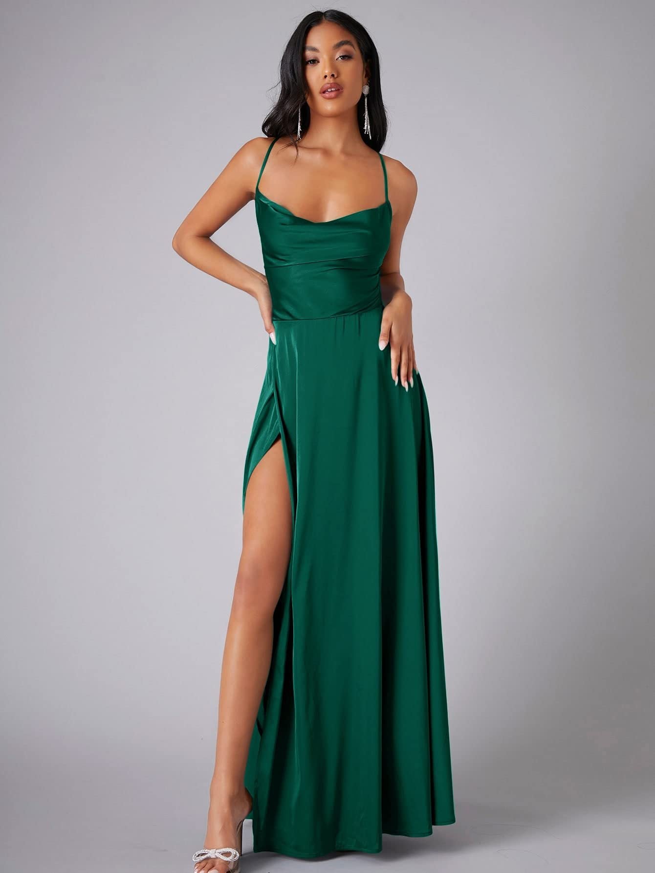2024 new European and American foreign trade women's clothing sexy slim slim backless Amazon suspender waist dress long skirt