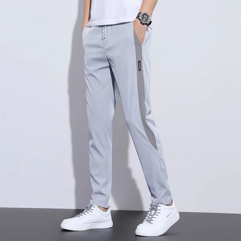 Men's casual trousers, oversized straight-leg pants, and Korean slim pants for summer new thin ice silk work
