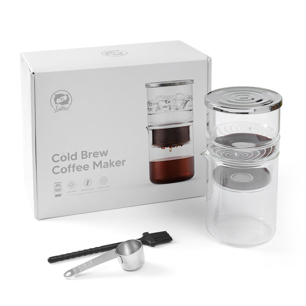iCafilas Coffee Factory Gift Ice Drip Kettle Nordic Style Glass Drip Filter Cold Brew Coffee Maker Set