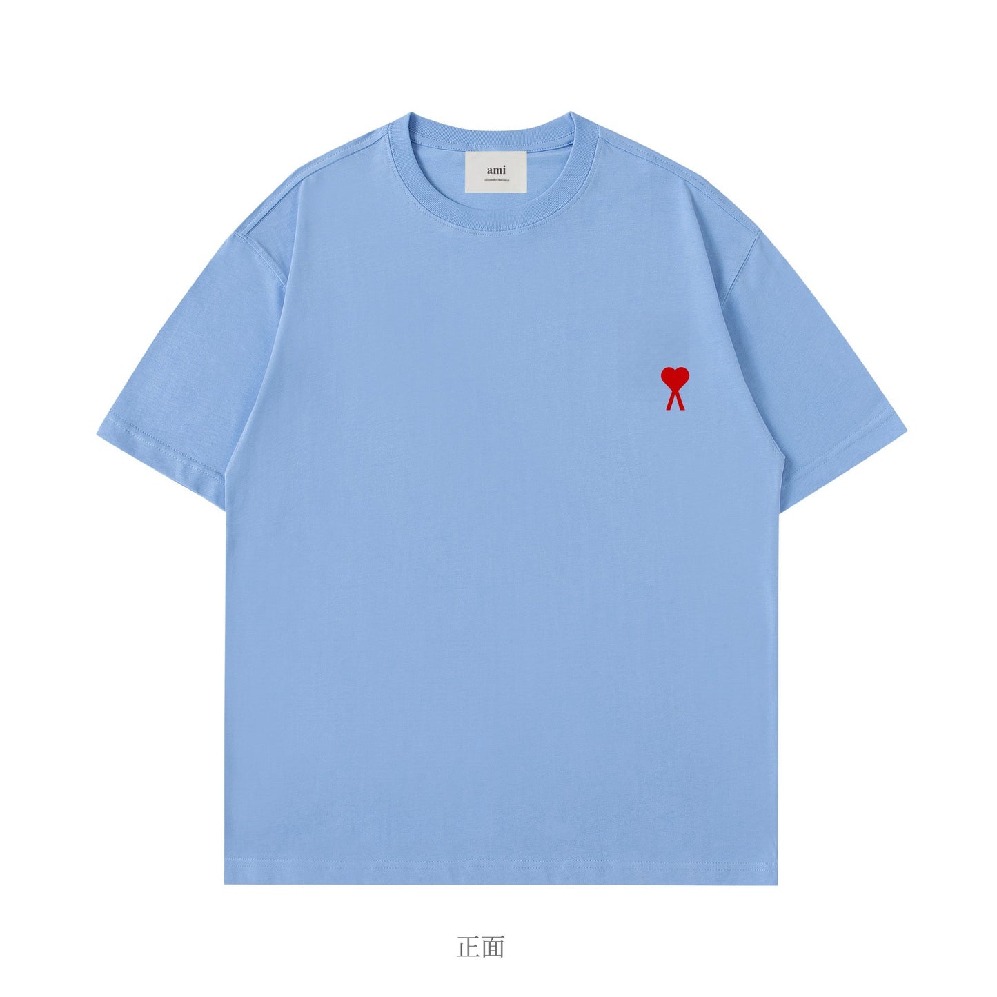 AMI &EANM2025 Hot Selling T-Shirt Men's Heart Embroidery Loose Dropped Sleeves Summer Fashion Short Sleeve Top