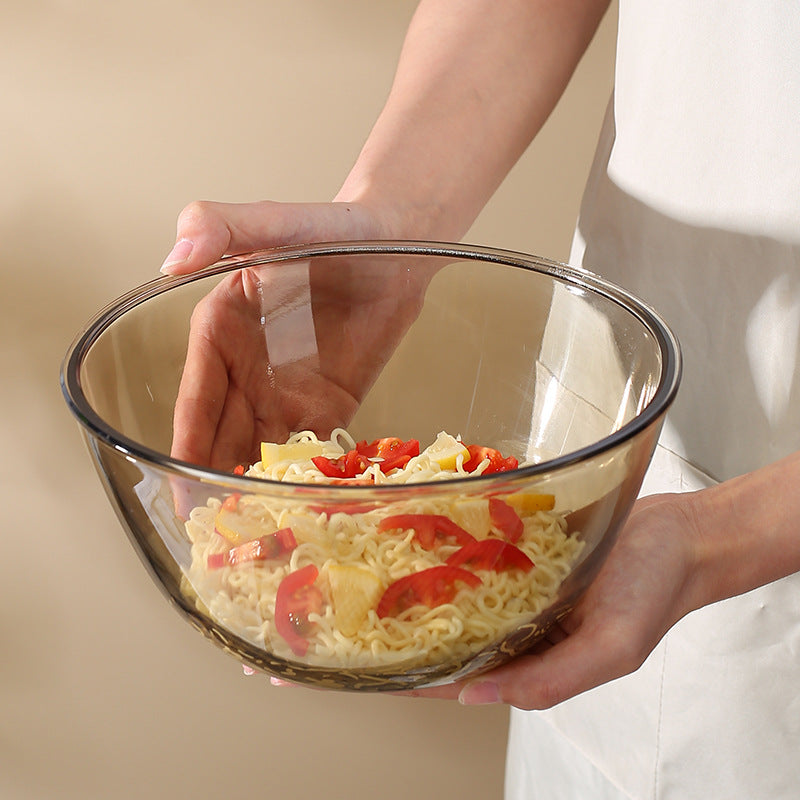 Home Use Clear & Basin Baking Stirring Egg Beating Glass Bowl Cooking Salad Bowl Student Dormitory Large Instant Noodle Bowl