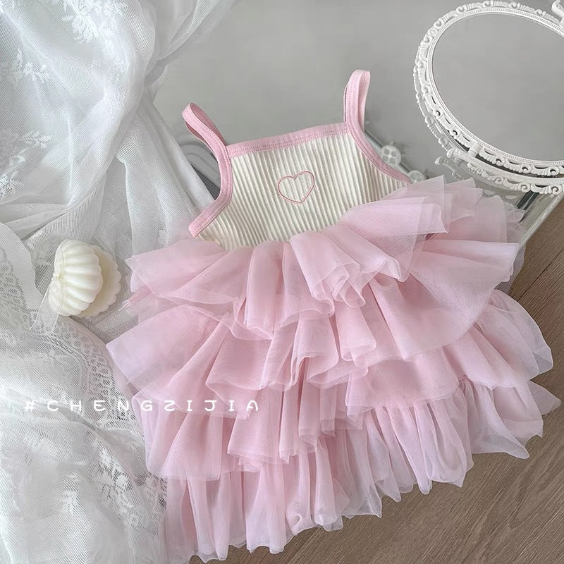 2025 Summer New Baby Girl Foreign Cake Skirt Princess Skirt Girls Clothes Suspendron Dress Puffy Skirt Tide