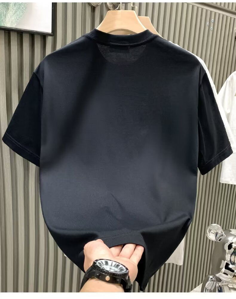 Light Mature Wind Starry Sky Short Sleeve Starry Hot Diamond Loose Micro Tide T-Shirt Tee Men's Top T-Shirt 2024