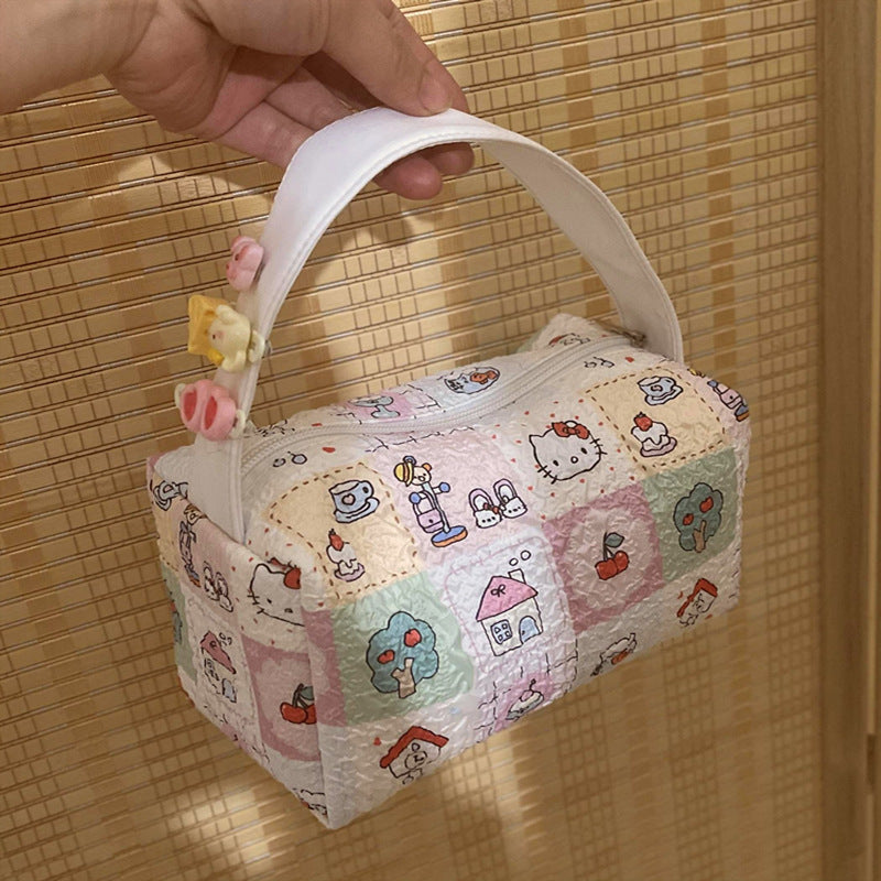 2025 New Cartoon Cat Convenient Makeup Toiletry Bag Travel Storage Bag Large Capacity Three-dimensional Handbag