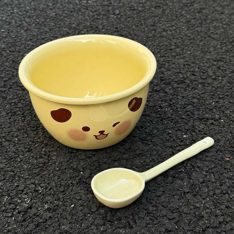 High-value piggy bowl and plate set for home 2024 new one-person ceramic tableware set for couples bowl and plate combination
