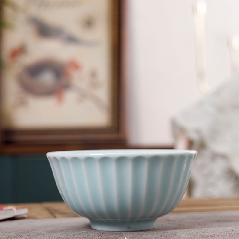 Jingdezhen celadon stripe rice bowl household 5 inch small soup bowl 10 noodle bowls creative characteristic ceramic tableware