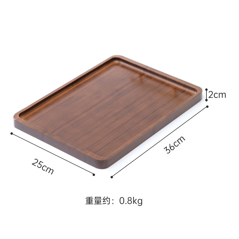 Light luxury retro nanzhu tea tray wooden tray commercial rectangular tea tray pastry handle barbecue serving dish plate