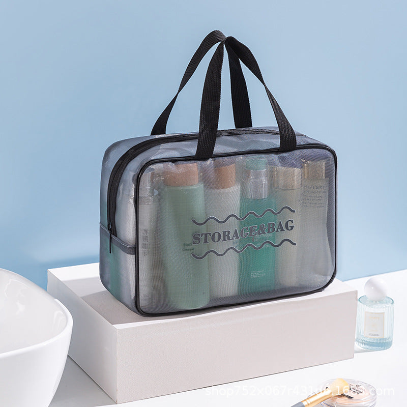 Nylon mesh handheld toiletry bag portable travel storage breathable high value cosmetic storage bag wholesale
