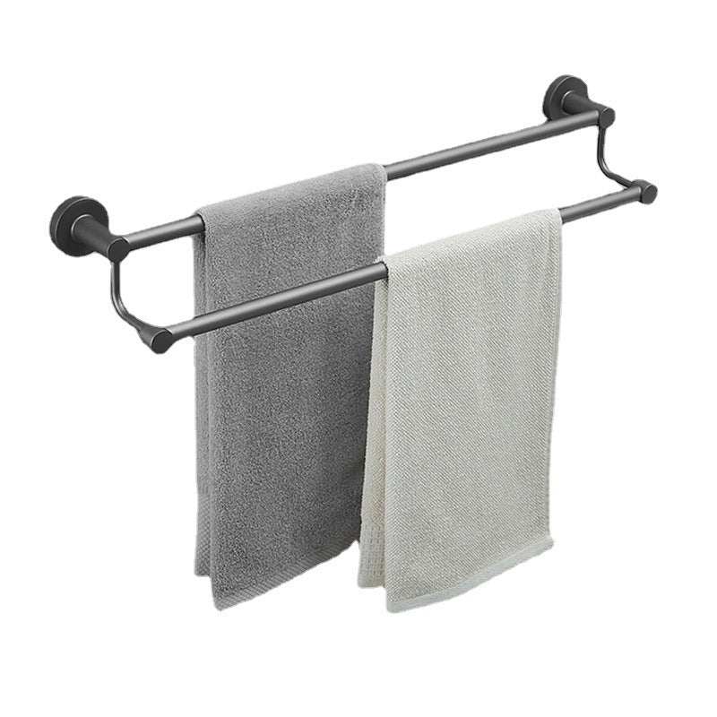 Gun Grey Single Pole Towel Bar Stainless Steel Bathroom Bath Towel Rack Wall Mounted Bathroom Towel Rack Double Pole Hanging Towel Rack