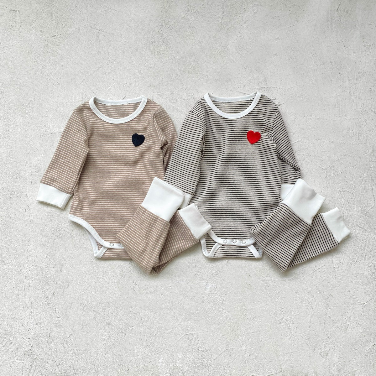 Newborn clothes A baby striped triangle crawling suit + high-waisted belly pants + headband three-piece baby suit