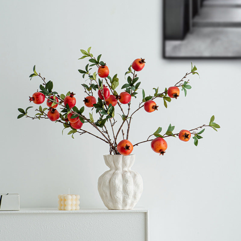 French white ceramic vase high-end wabi-sabi style living room table ornament ins air dried flower vase decoration