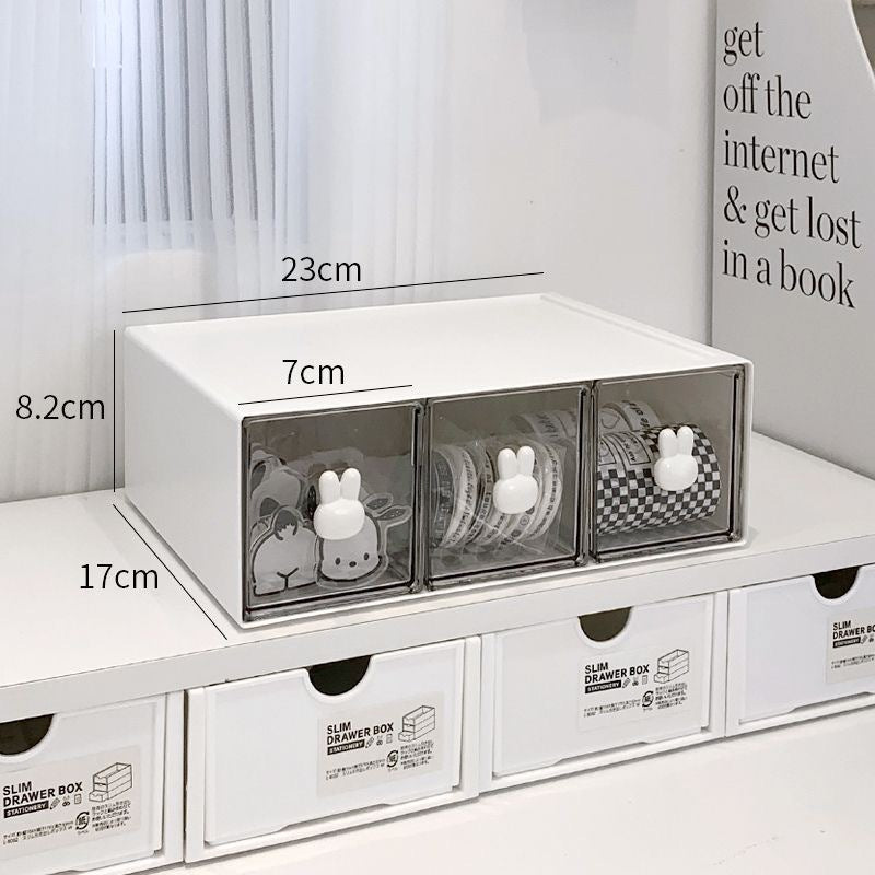 Simple and fashionable stationery storage box, desktop student, multi-compartment drawer, pen holder cabinet, office tape, hair accessories, sundries