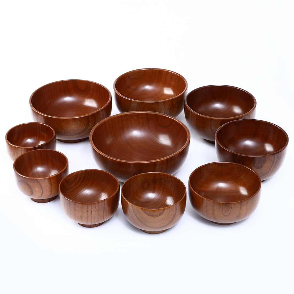New Chinese Style Whole Wood Sour Jujube Wood Bowl Instant Noodle Bowl Soup Bowl Adult Children's Large Small Heat Insulation Drop Resistant Wholesale Tableware
