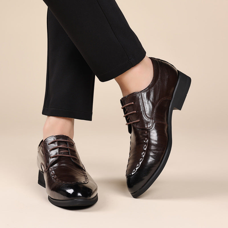 Men's business casual leather shoes genuine leather top layer sheepskin men's shoes soft sole formal dress pointed-toe shoes wholesale men's shoes