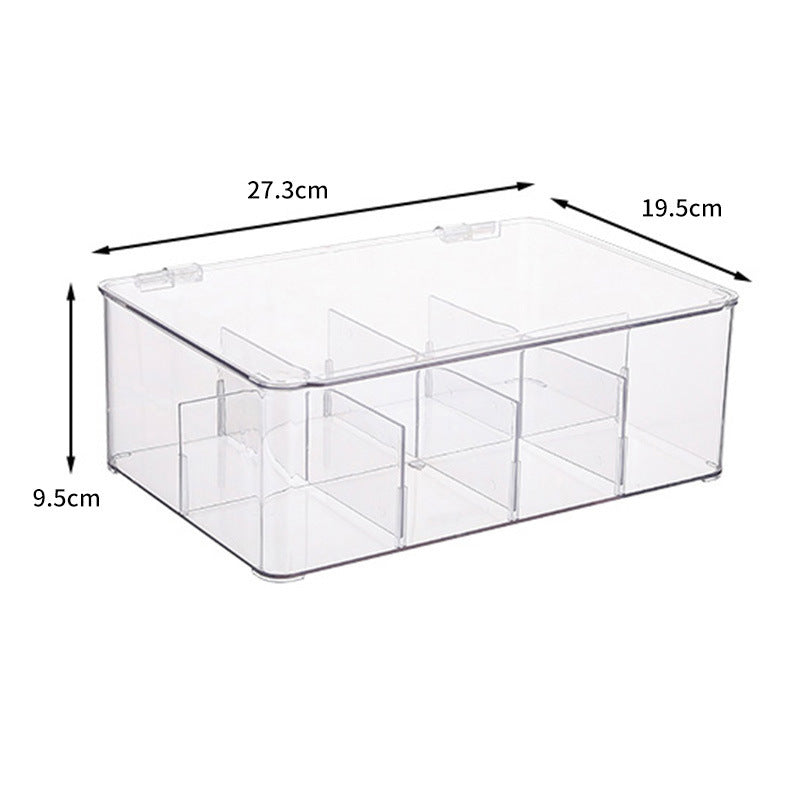Desktop storage box, compartment coffee tea bags, storage box, detachable dustproof office goodies storage box with lid