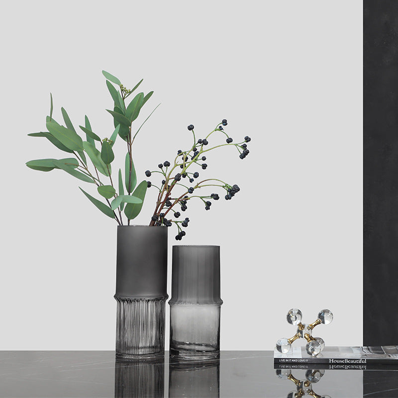 Star Da Modern Light Luxury Matte Grey Glass Vase Hydroponic Living Room Coffee Table Table Creative Glass Flower Ornaments