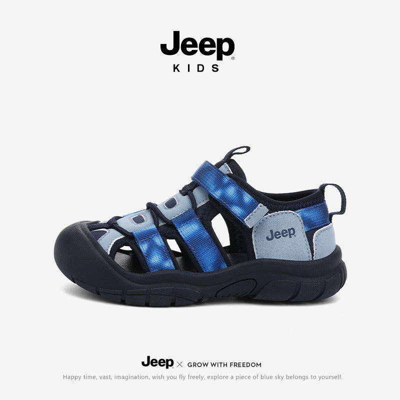 Jeep children's toe sandals outdoor girls' non-slip beach shoes 2025 summer new boys' breathable river shoes