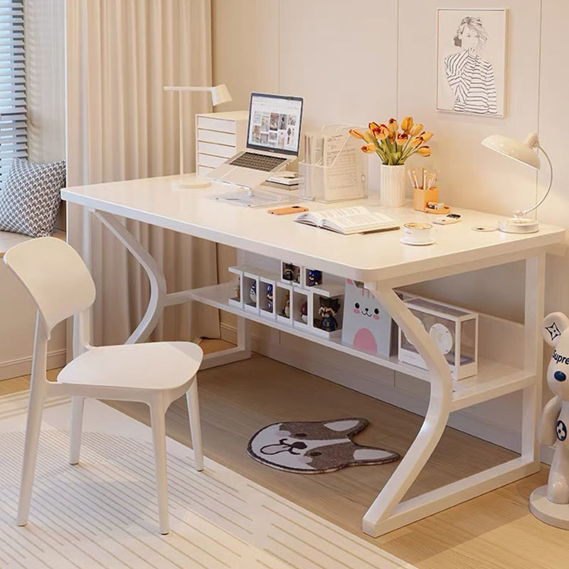 Modern Simple White Computer Desk Home Desktop Bedroom Desk Simple Gaming Desk Office Desk Workbench Table