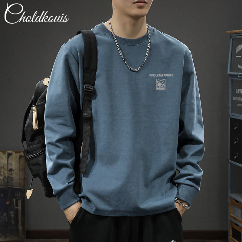 Heavy 200g Long Sleeve T-shirt Men's 2024 Spring New Casual Men's Loose Plus Size Base Shirt