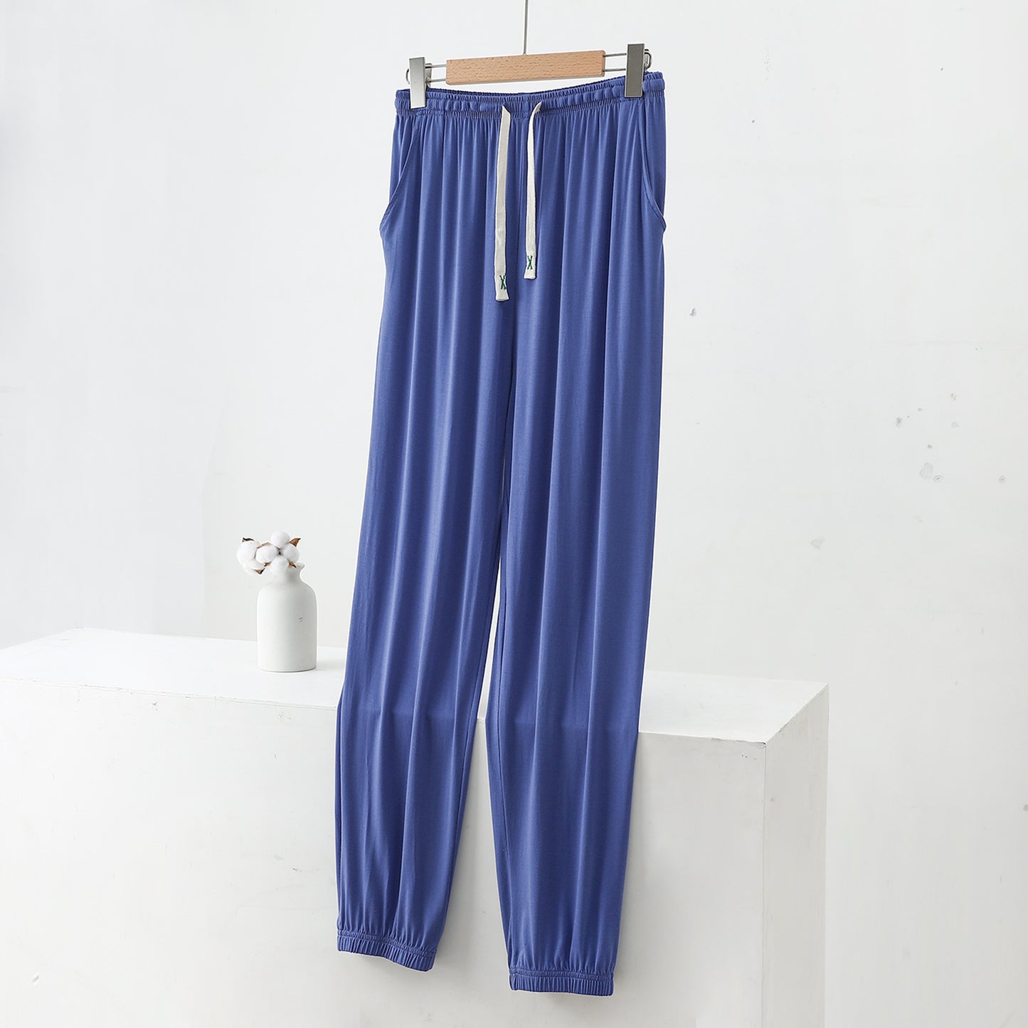 Summer Men's Modal Men's Ice Silk Thin Pants Summer Plus Size Lounge Pants Mosquito Resistant Pants Air Conditioning Pajama Pants