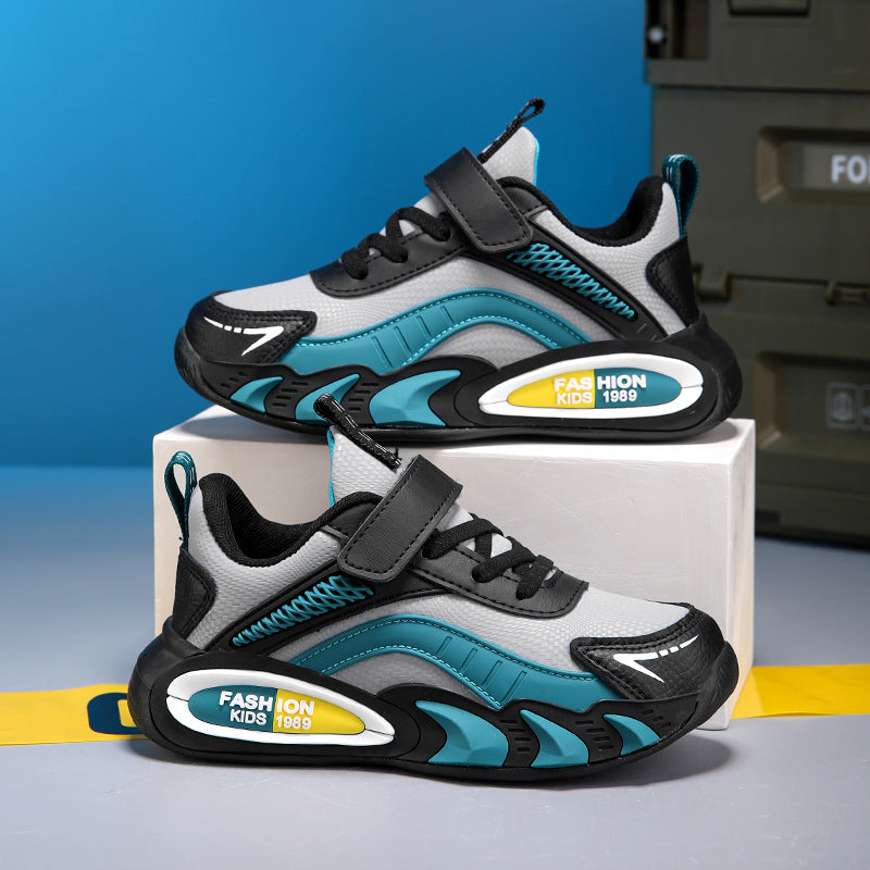 Boys shoes children's sneakers 2024 autumn and winter new leather waterproof soft sole boys running shoes warm wholesale
