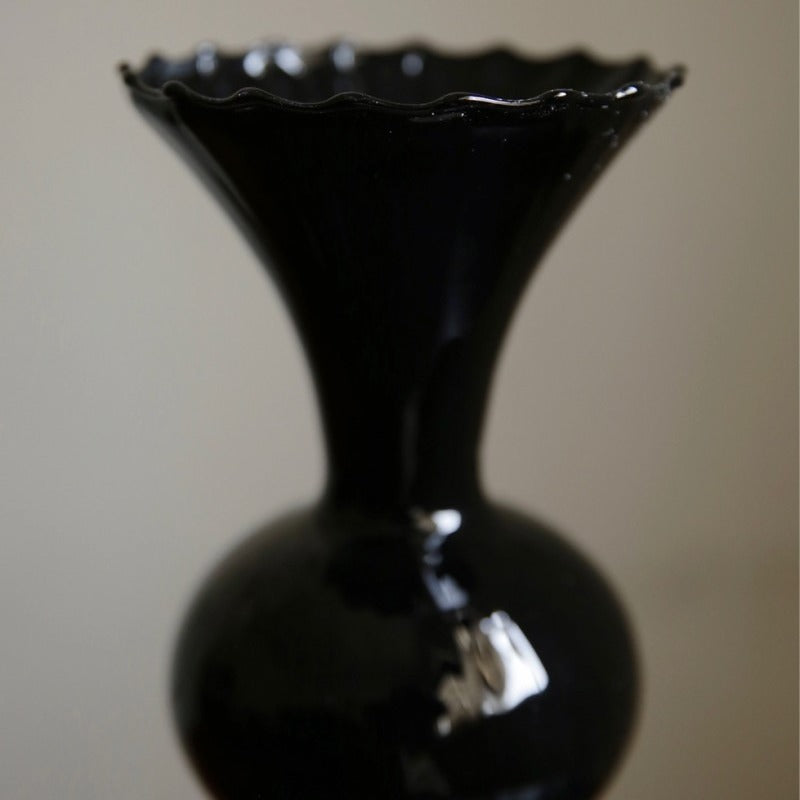 ins Korean style retro glass vase simple Nordic black vase irregular design light luxury home decoration