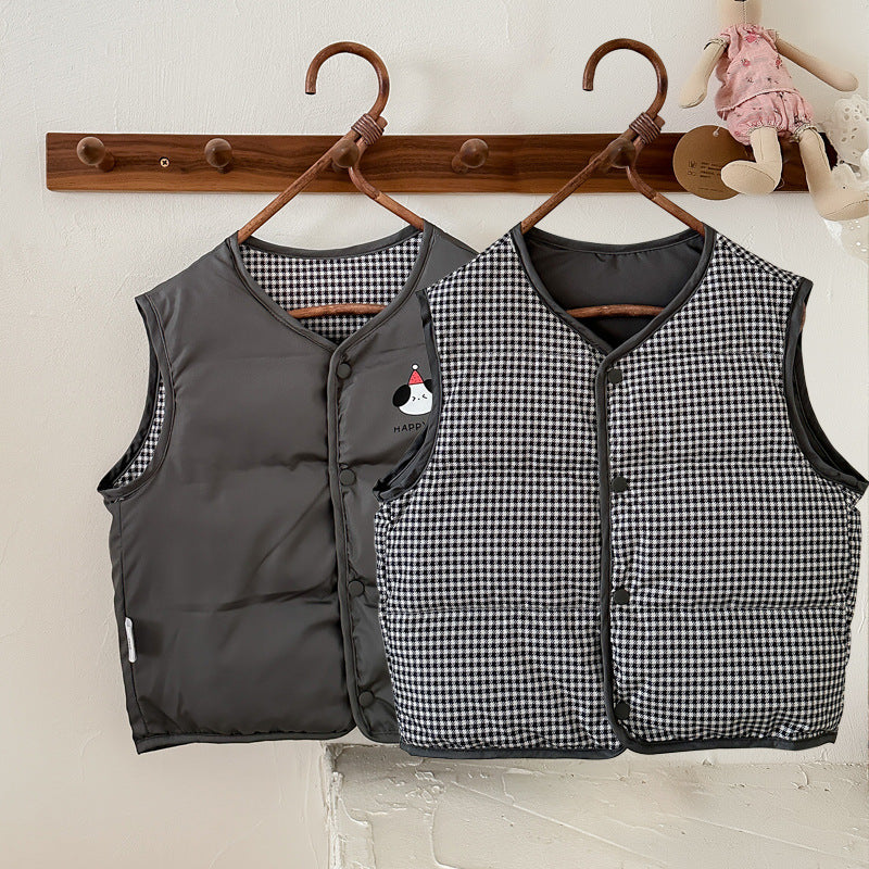 2024 Autumn and Winter New Children's Reverbial Coldproof Vest, Men's and Women's Baby Warm Horse Clip Infant and Toddler Versatile Vest
