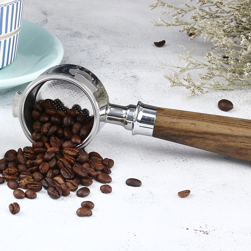 De'Longhi Espresso Maker Modified Bottomless Handle 51mm Three Ears Stainless Steel Funnel Fitting Solid Wood Coffee Handle