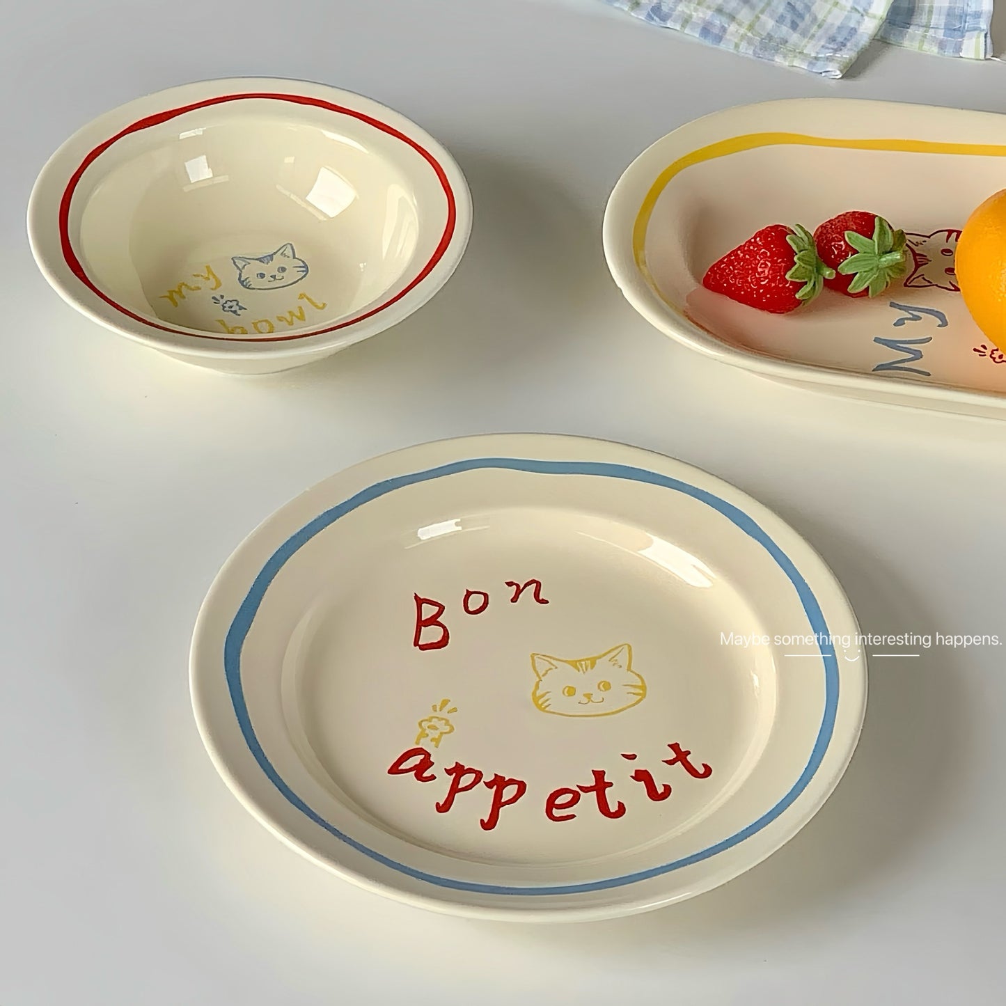 Blogger's same cream-colored ceramic plate ins, high-value Xiaohongshu Internet celebrity dinner plate, creative dessert cake plate