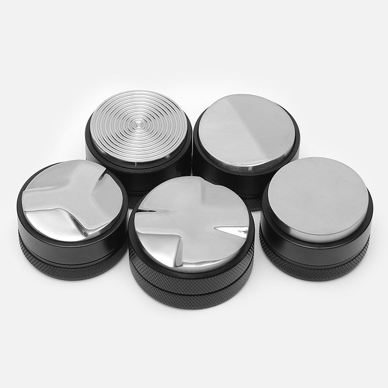 Stainless steel coffee cloth powder, flat bottom, slotted three-slurry thread powder press, macaron powder hammer 49 51 53 58m