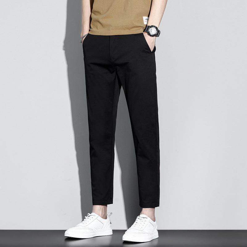 Men's slacks, cropped pants, boys' fashion, student pants, solid color trousers, men's trousers, 988 188