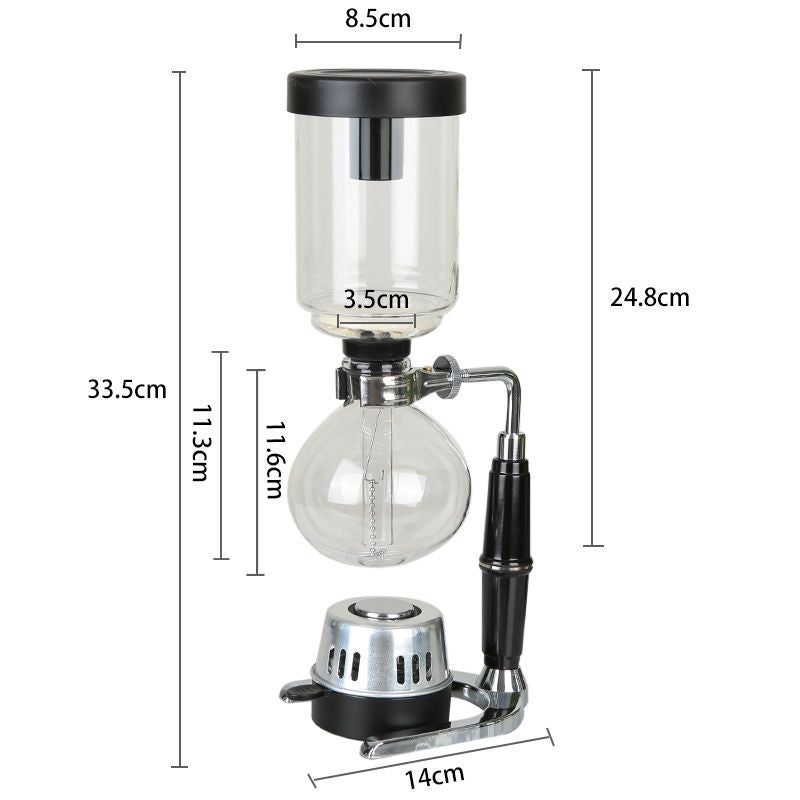 Home Siphon Coffee Maker Manual Brewing Coffee Utensils Set Gift Box Glass Upper and Lower Pot Accessories Coffee Machine