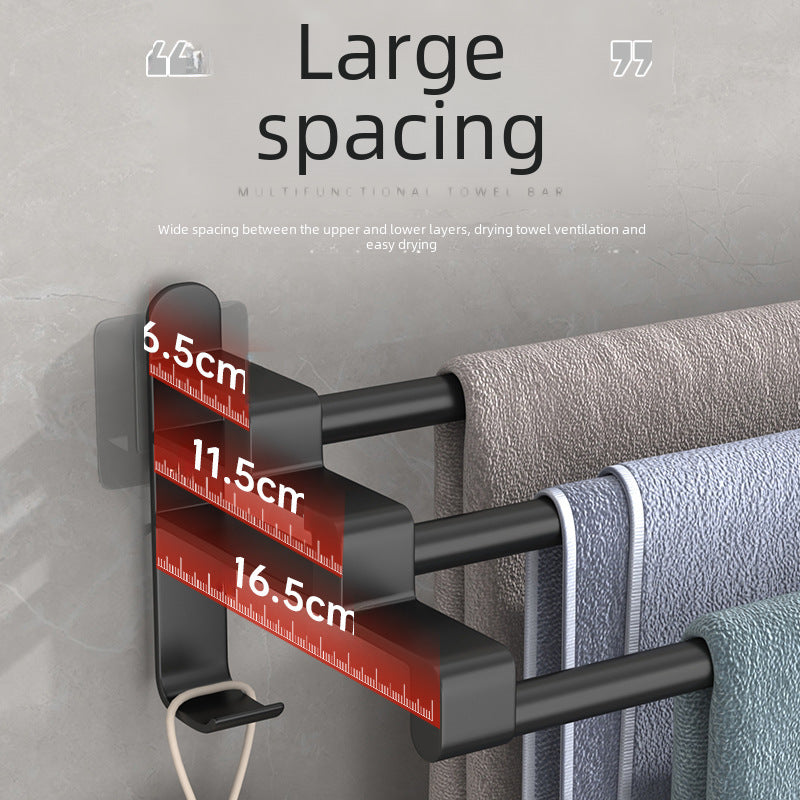 Bathroom non-perforated towel hangers, toilet towel hangers, toilet towel rods, toilet wall mounts, towel rails, shelves