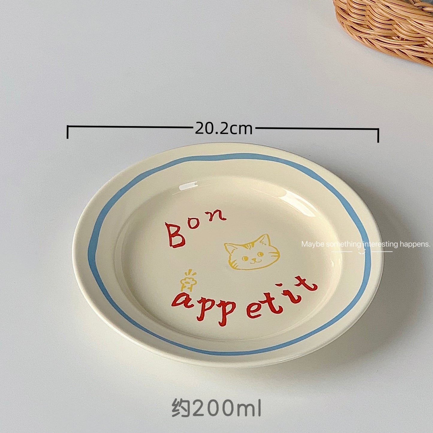 Blogger's same cream-colored ceramic plate ins, high-value Xiaohongshu Internet celebrity dinner plate, creative dessert cake plate