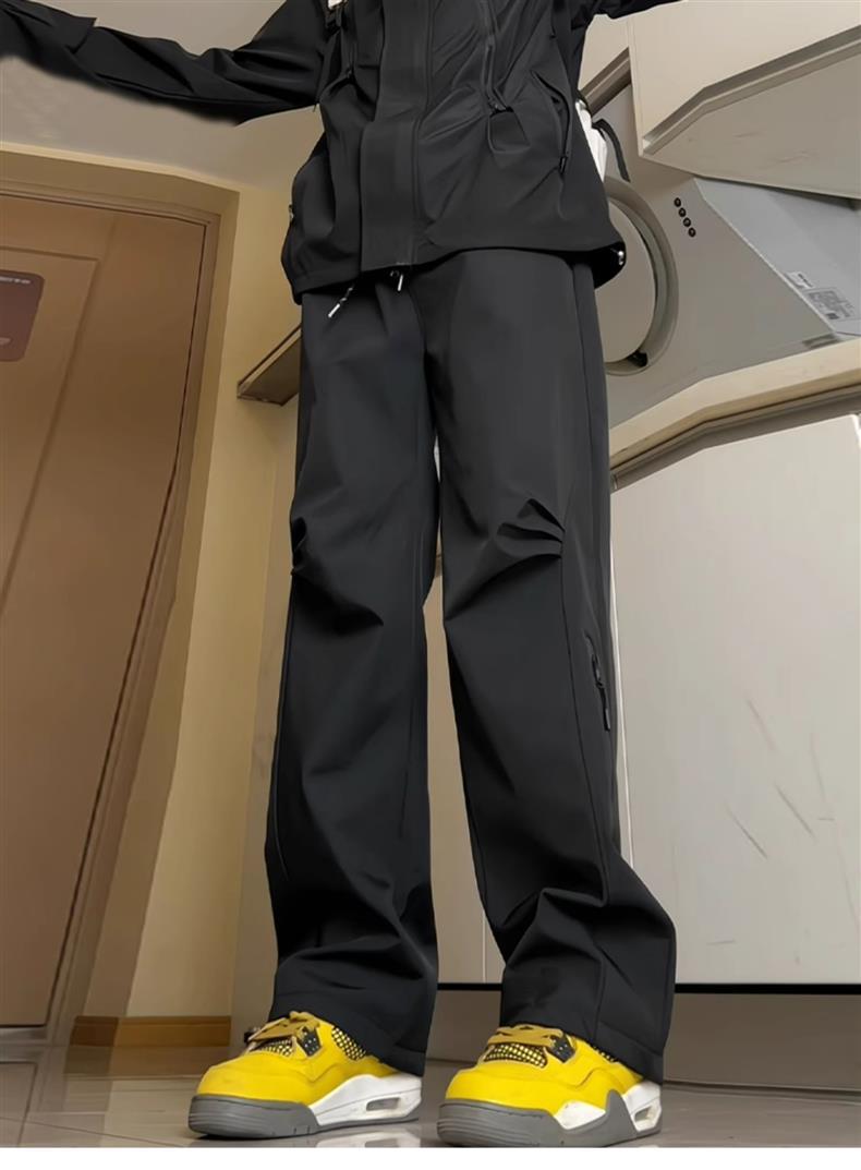 Windproof and waterproof jacket pants men's summer trendy brand drawstring corset cargo pants outdoor quick-drying sports hiking pants