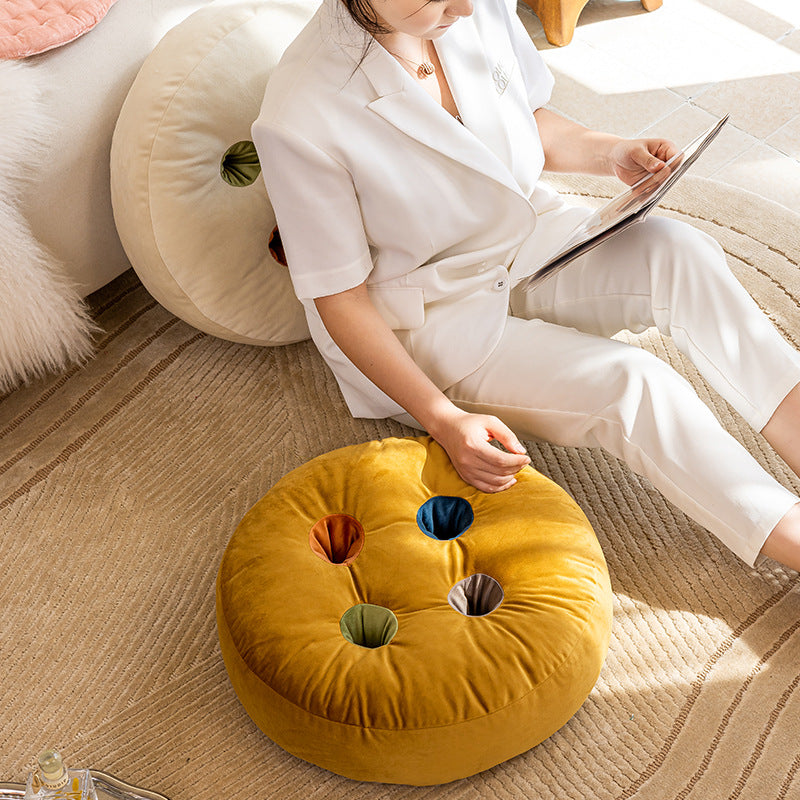 ins style thickened tatami futon home cushion fabric round chair cushion office seat cushion briquette soft fart cushion