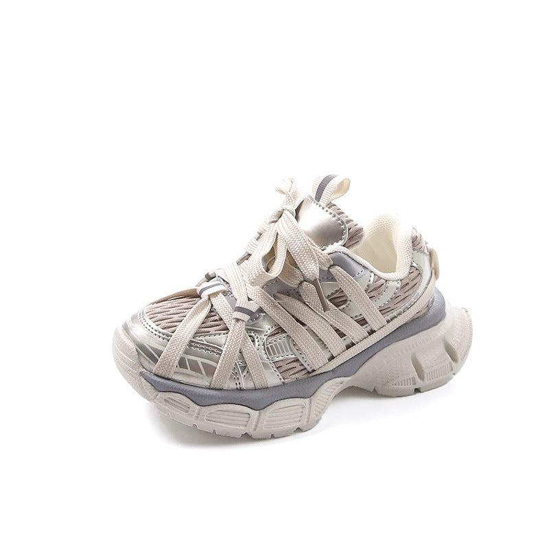 Paris children's dad shoes spring new boys' medium and large children's breathable sneakers, girls' running shoes, net shoes