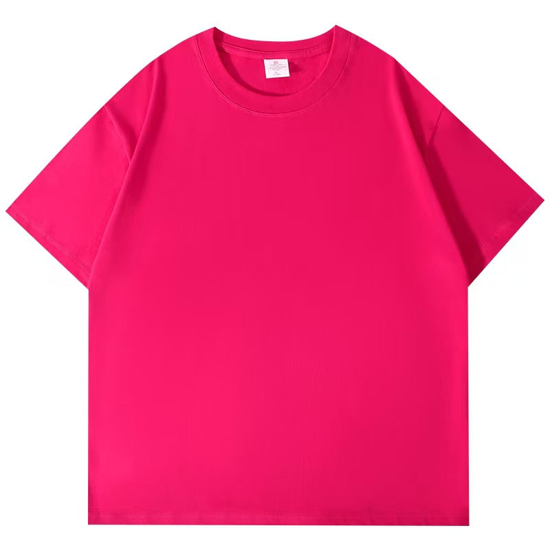 Japanese 300g heavy cotton short-sleeved T-shirt boys' white half-sleeved women's summer loose tops, trendy brand base shirts
