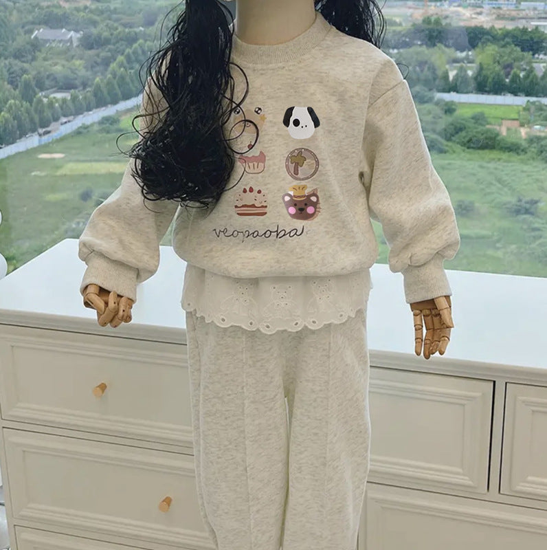 Girls' sweatshirt set spring and autumn 2025 new children's casual fashion autumn baby cotton foreign autumn clothes sports