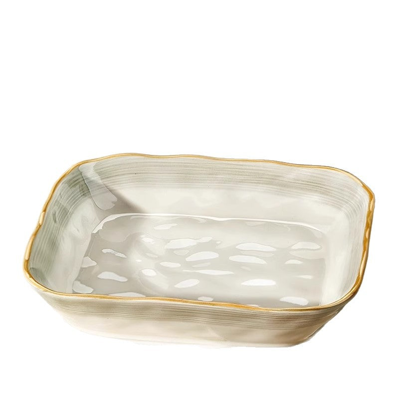 High-end 2025 new ceramic plates for home use, underglaze color deep plates, light luxury plates, dinner plates, dishes, dishes, tableware