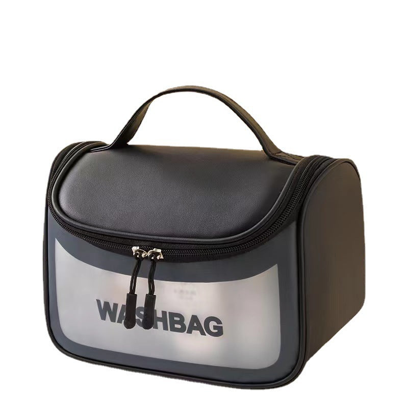 Large Capacity PVC Frosted Bend Bag Travel Portable Toiletry Bag Cosmetic Bag Portable Flap Translucent Storage Bag