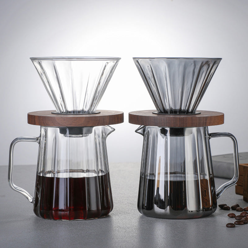 New Thickened Glass Coffee Pot American Sharing Pot Set V60 Coffee Filter Mass Logo in Stock