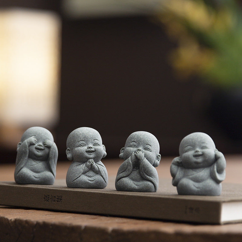 Creative four: not small, monk home furnishings, tabletop tea pet decorations, micro-landscape landscaping handicrafts, gifts, gifts