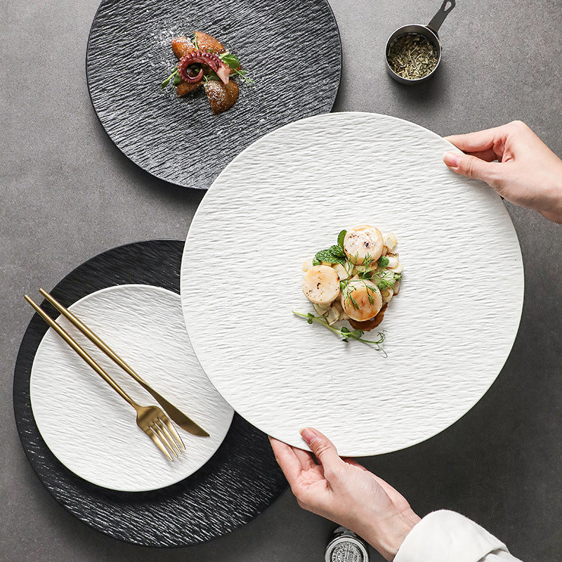 Ceramic steak plate, high-quality western plate, round plate, home steak plate, pasta plate, hotel personality plate